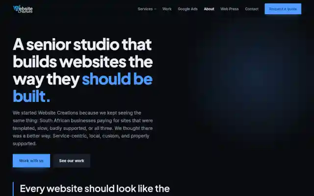 The Website Creations homepage